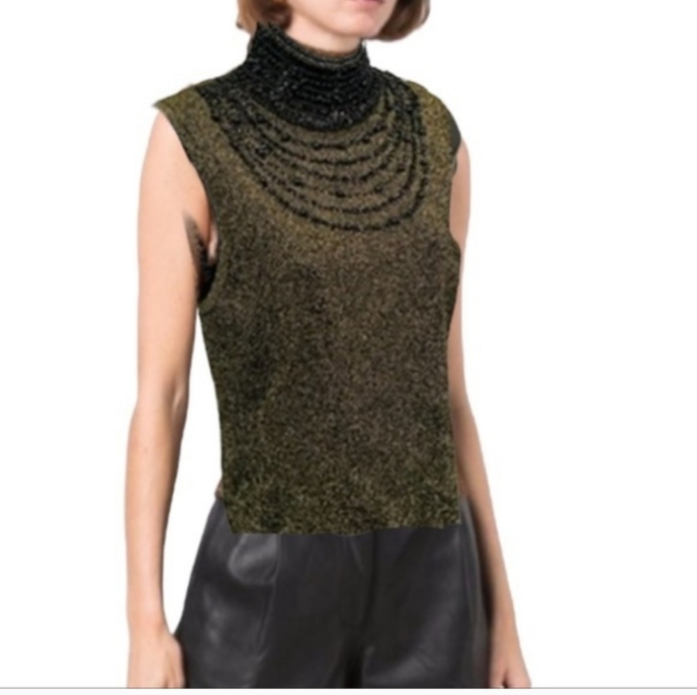 EVIE Black and Gold Short Sleeve Top